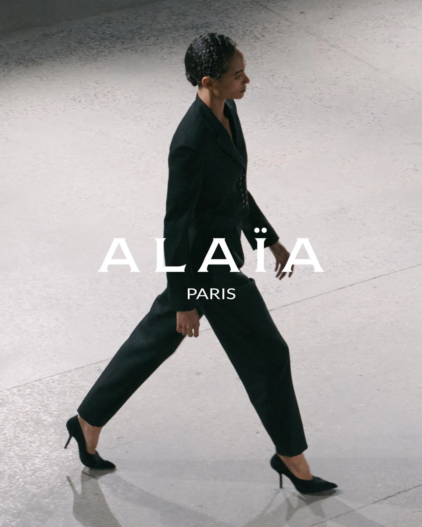 Elegant silhouette from the Alaïa Winter Spring 2027 collection highlighting the maison's signature proportions