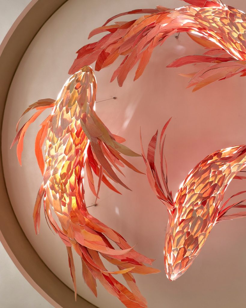 Artistic detail within the property's elegantly appointed corridors