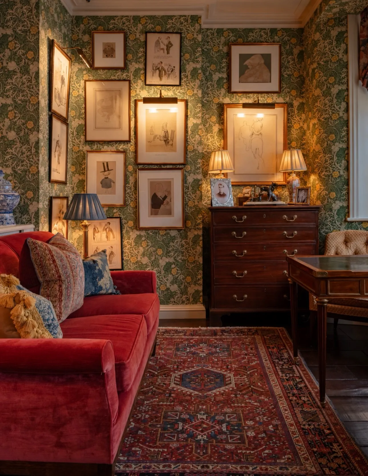The Games Room at Marks Club, Mayfair, bathed in golden autumn light with intimate seating arrangements
