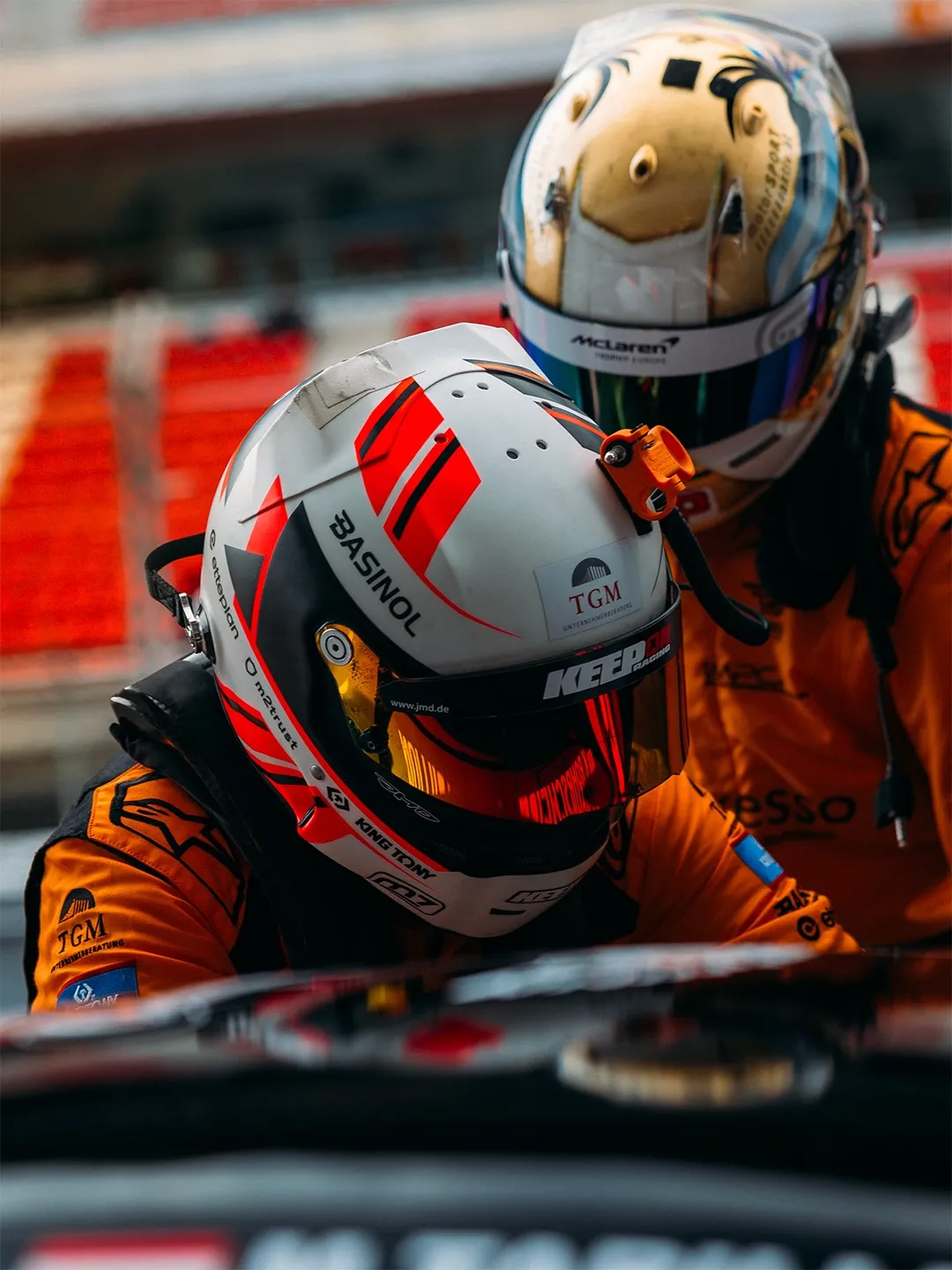 Split-second moment of aerodynamic downforce application mid-corner