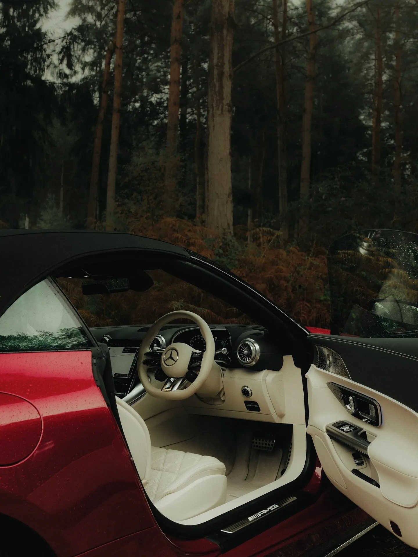 Mercedes-AMG SL 55 4MATIC+ in dynamic driving motion on country road