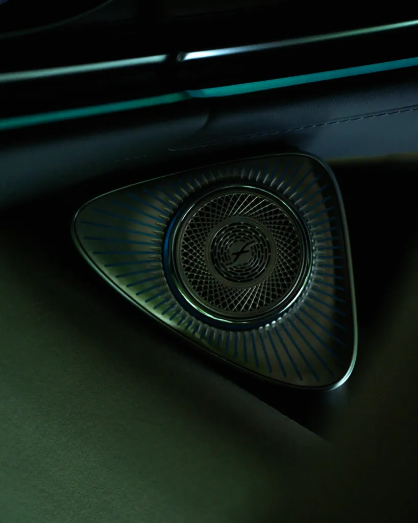Front view of the new S-Class displaying its commanding presence and design sophistication