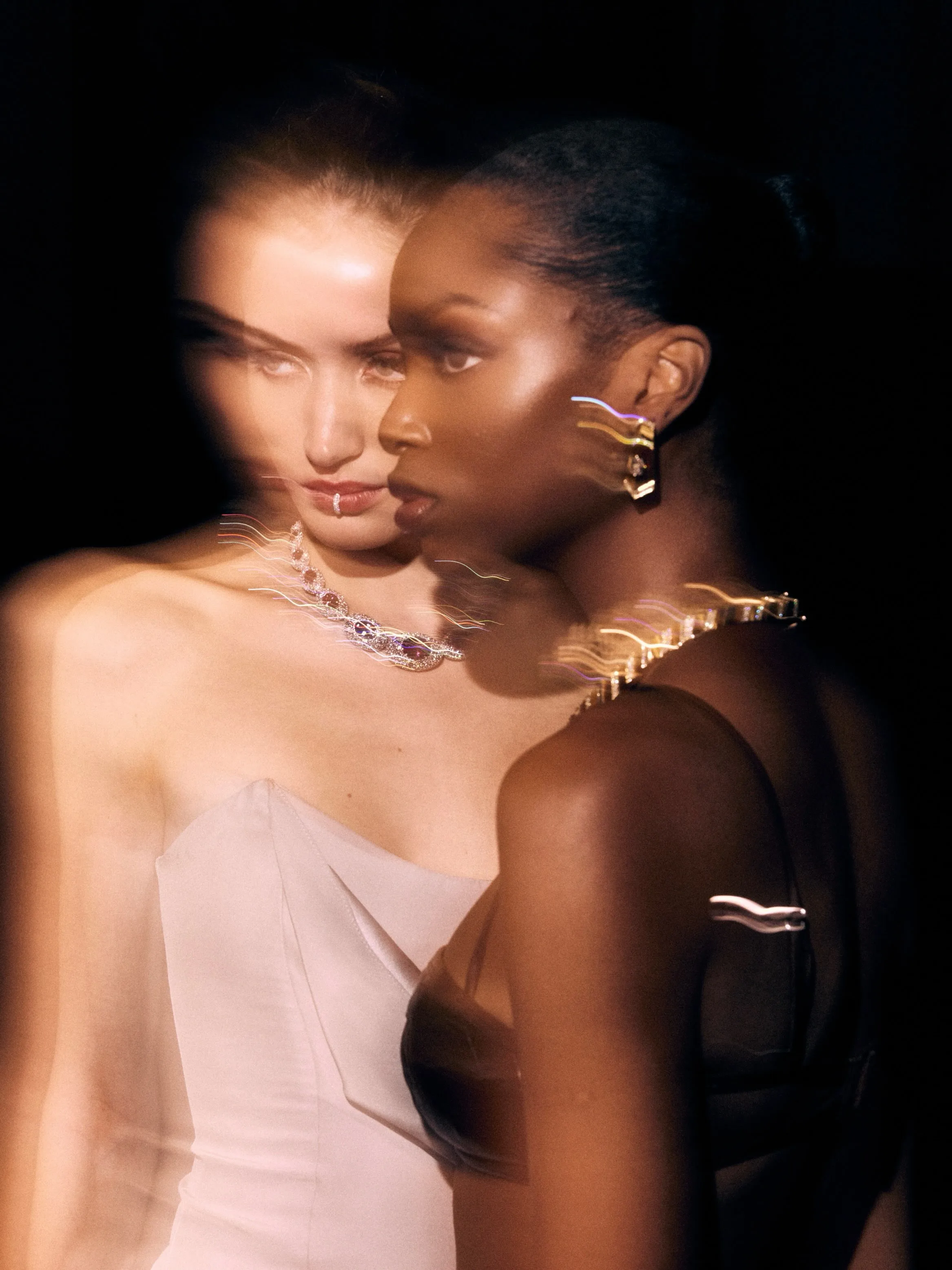 Valérie Messika, founder and artistic director, stands surrounded by models preparing backstage for the High Jewellery 2026 presentation