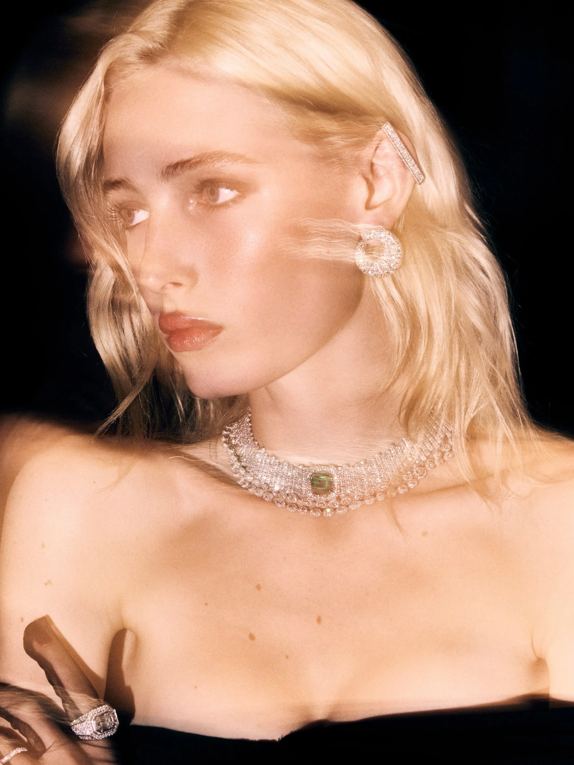 Valérie Messika directs models during the backstage preparation for the High Jewellery show