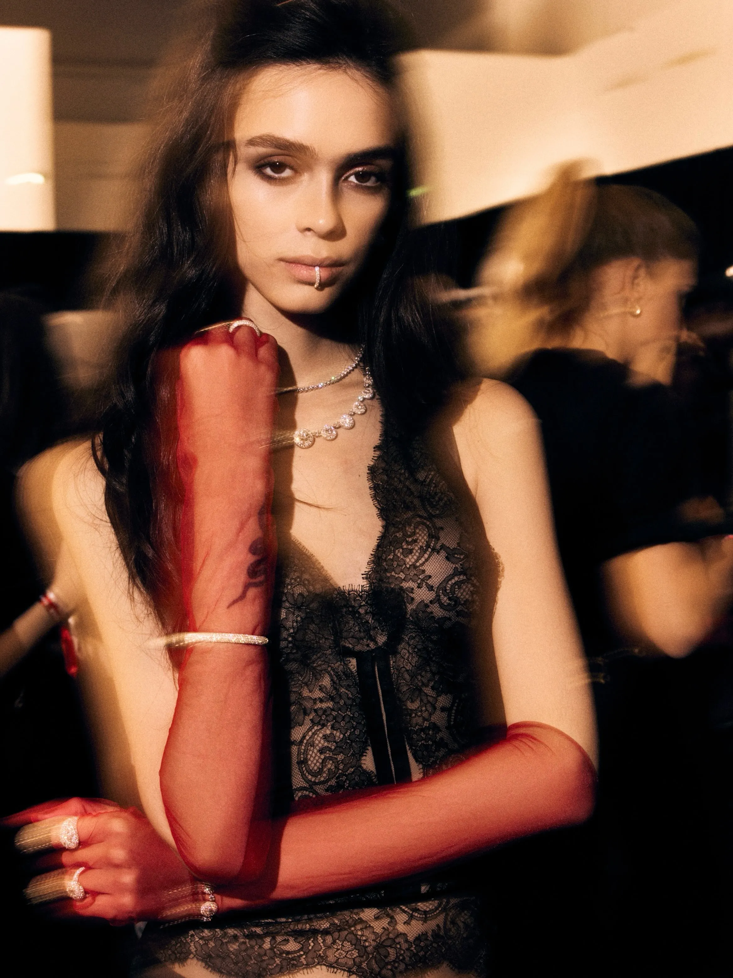 Backstage energy as multiple models position themselves wearing Messika's finest jewellery pieces
