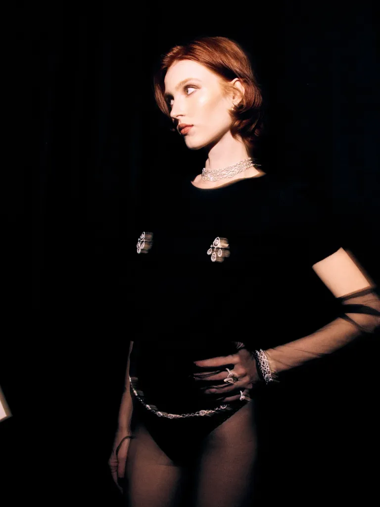 Collective portrait of models and creative director Valérie Messika backstage at the High Jewellery 2026 show