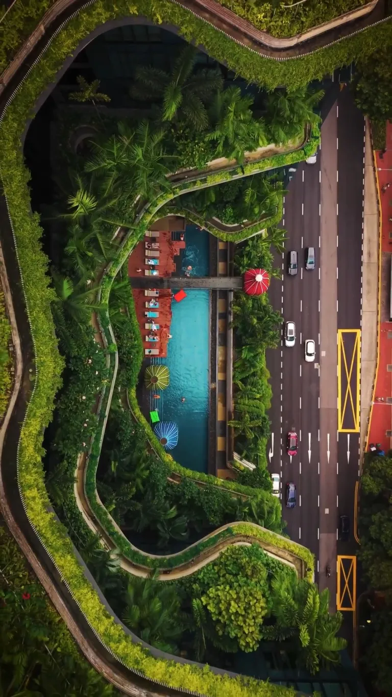 Park Royal Collection Pickering exterior showcasing its distinctive hotel-in-a-garden design with lush landscaping and contemporary architecture in Singapore's skyline
