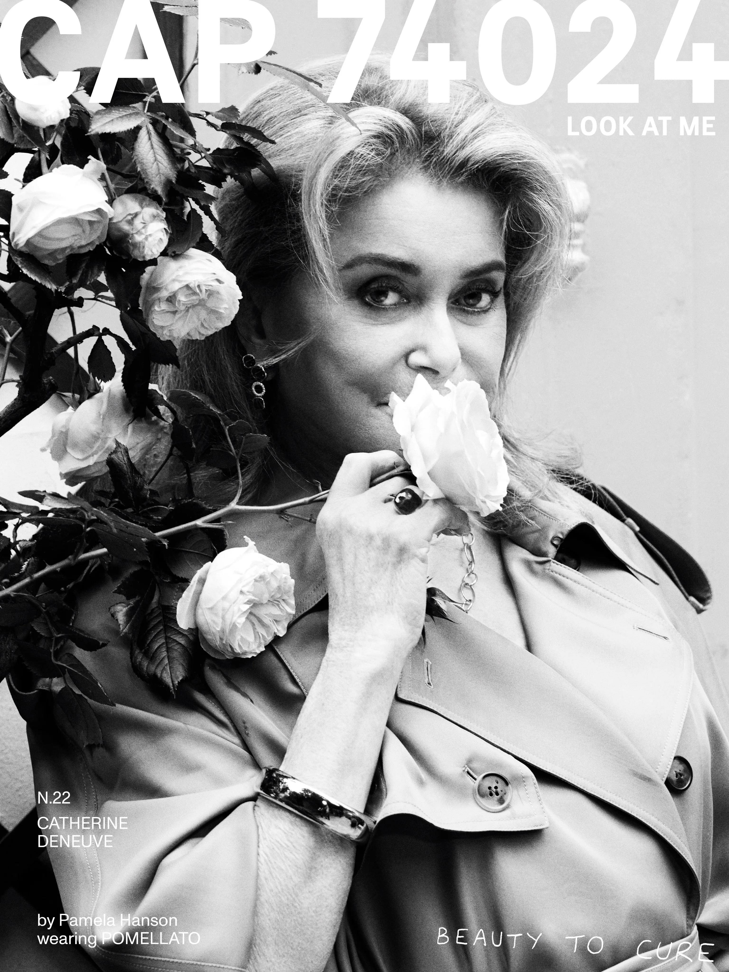 Catherine Deneuve wearing sculptural Pomellato jewellery for Cavalli magazine editorial