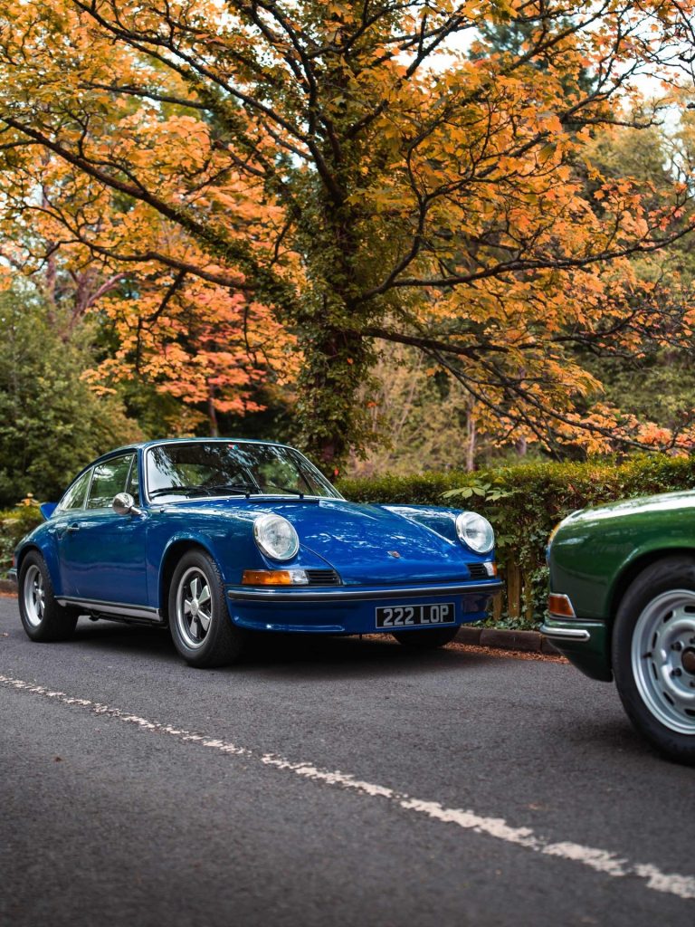 Porsche sports car captured in profile, displaying aerodynamic perfection and muscular stance