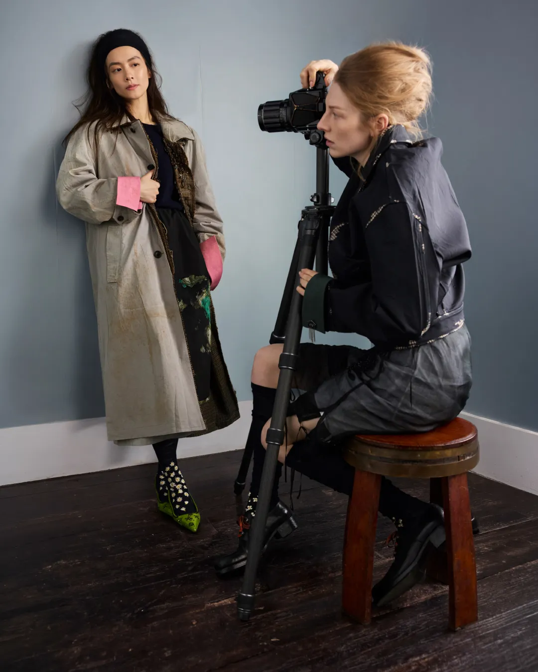 Behind-the-scenes moment from Prada Fall Winter 2026 campaign featuring ambassador Chen Haoyu