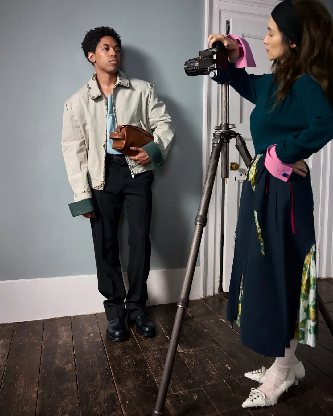 Ambassador Hunter Schafer photographed during Prada Fall Winter 2026 campaign production