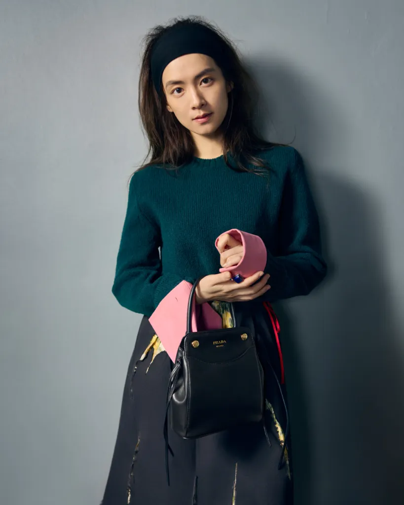 Close-up detail from Prada Fall Winter 2026 campaign shoot showcasing collection craftsmanship