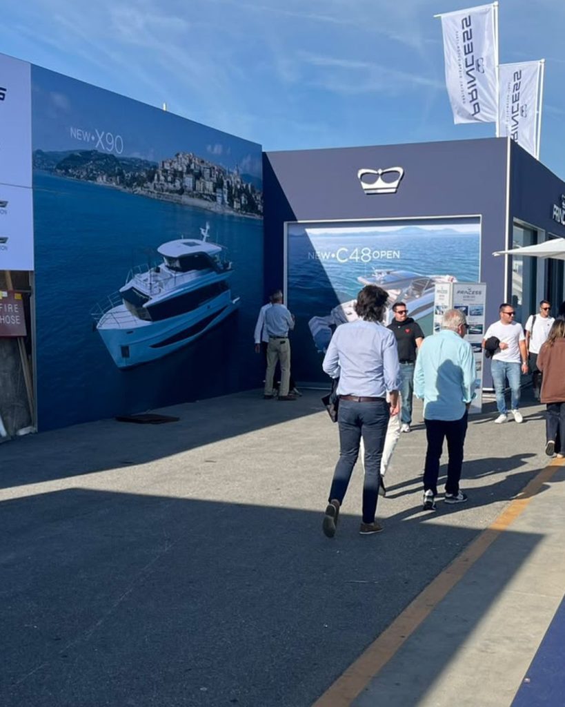 The Princess C48 model preview on display at Genoa ahead of its Fort Lauderdale World Premiere