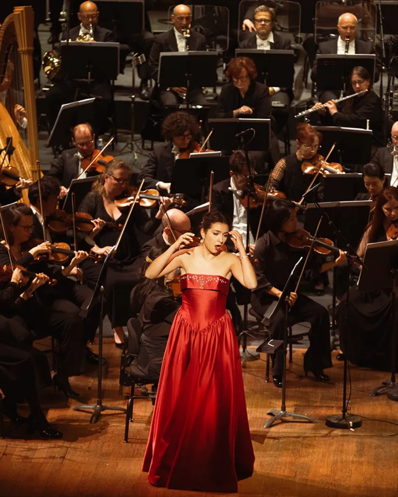 Performers in costume during a classical opera production at the venue