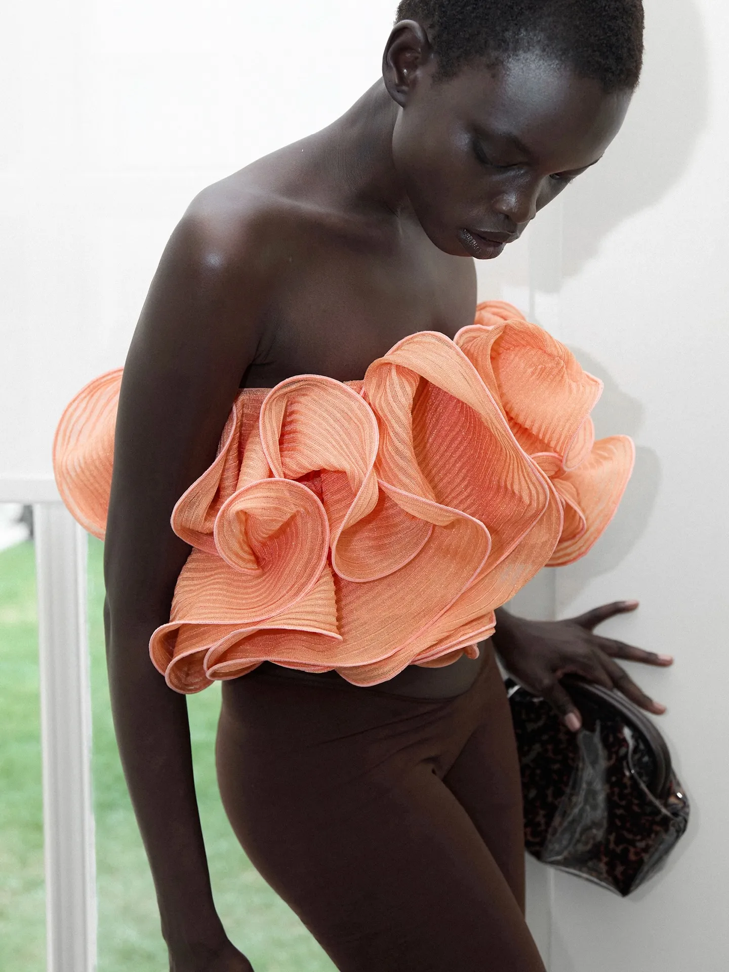 Detailed close-up of fabric texture and seam construction from Stella McCartney Summer 2027 collection