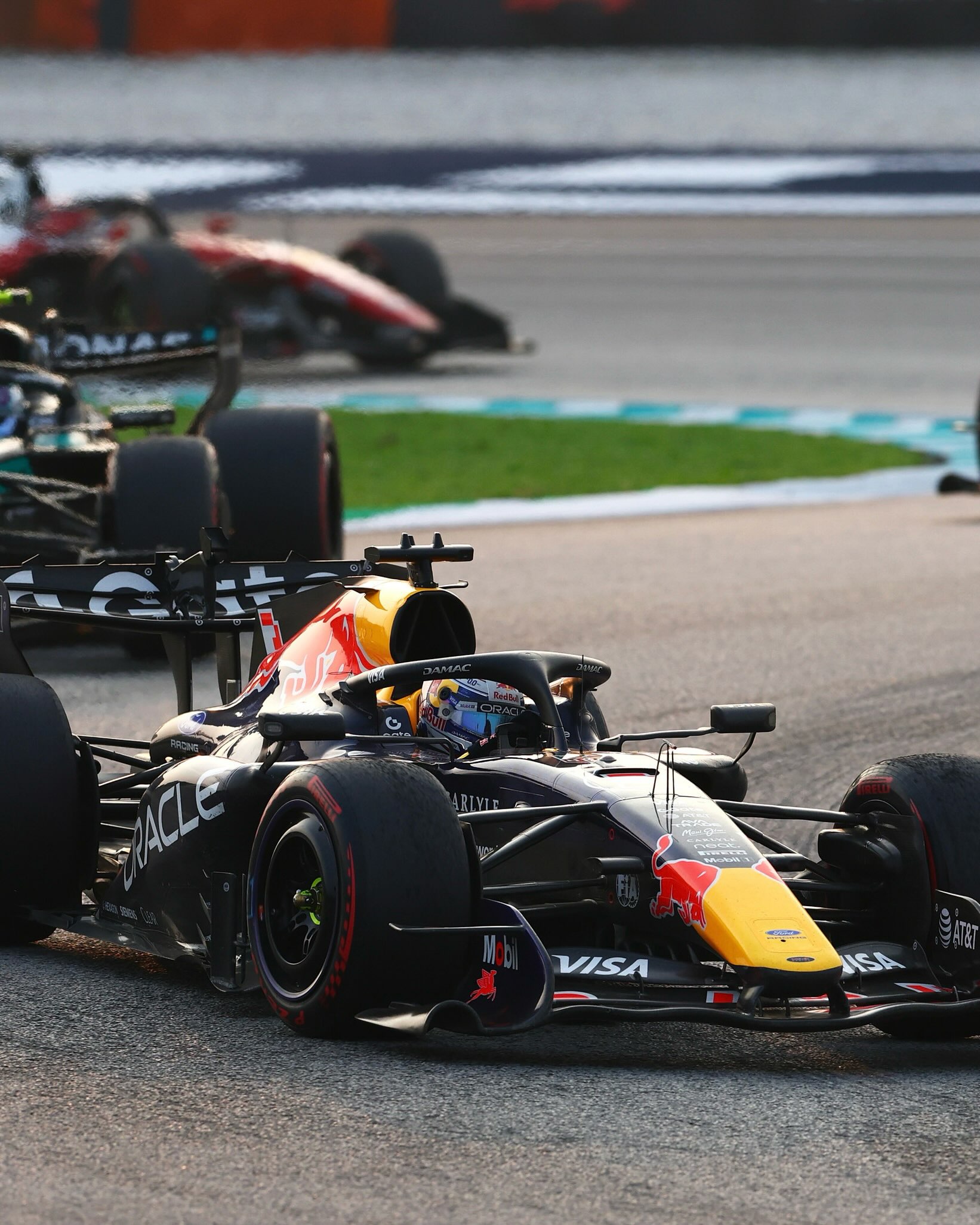 Red Bull Racing driver Max Verstappen in cockpit during Bahrain Grand Prix race
