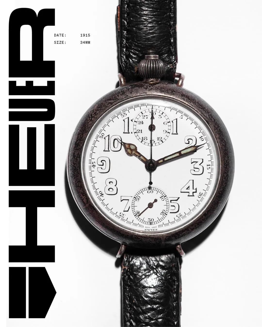1955 Heuer reference 2444 T showcasing the screw-down caseback and pronounced pushers that defined the Carrera