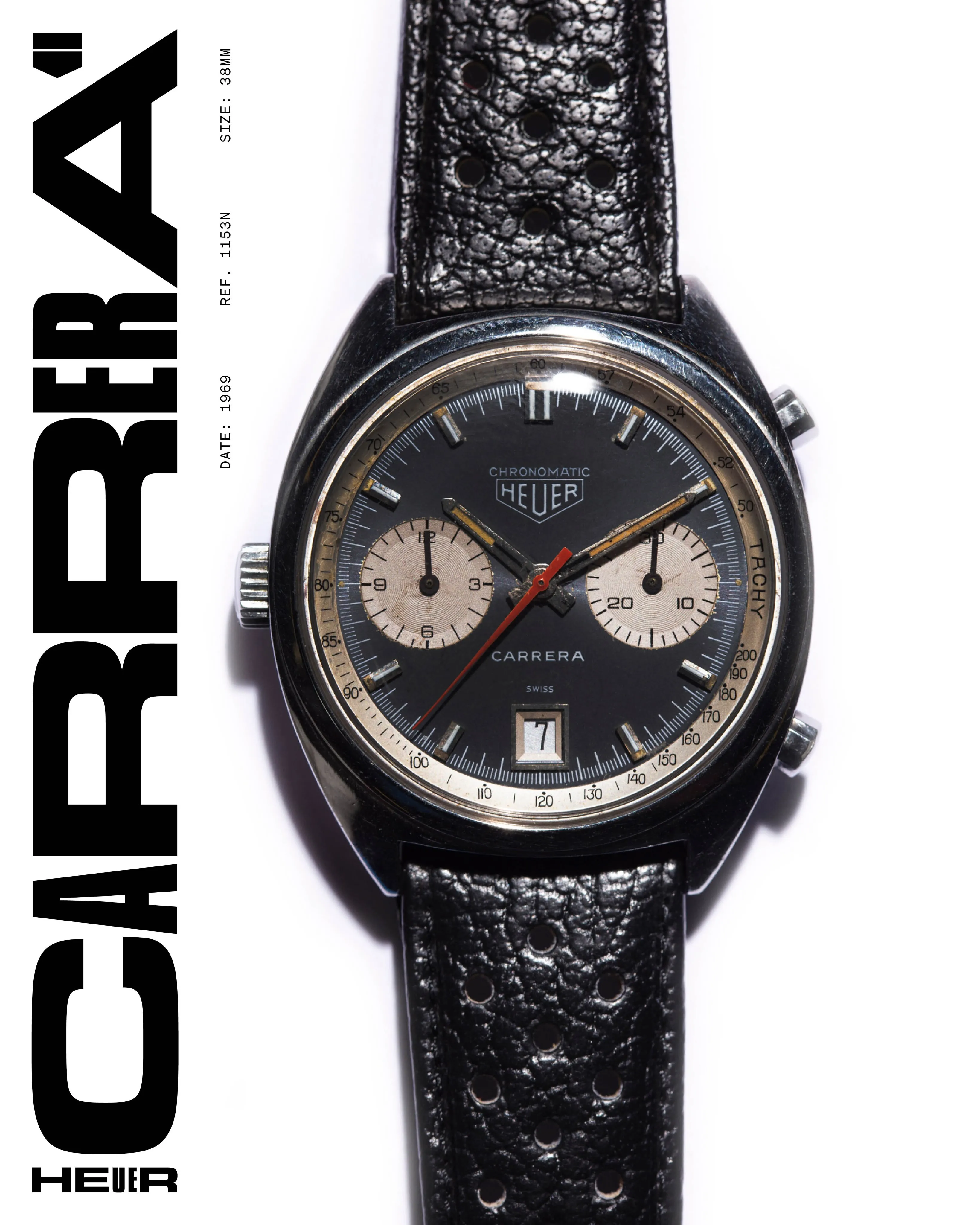 1969 Heuer Carrera reference 1153 automatic chronograph, representing pioneering innovation in wristwatch engineering
