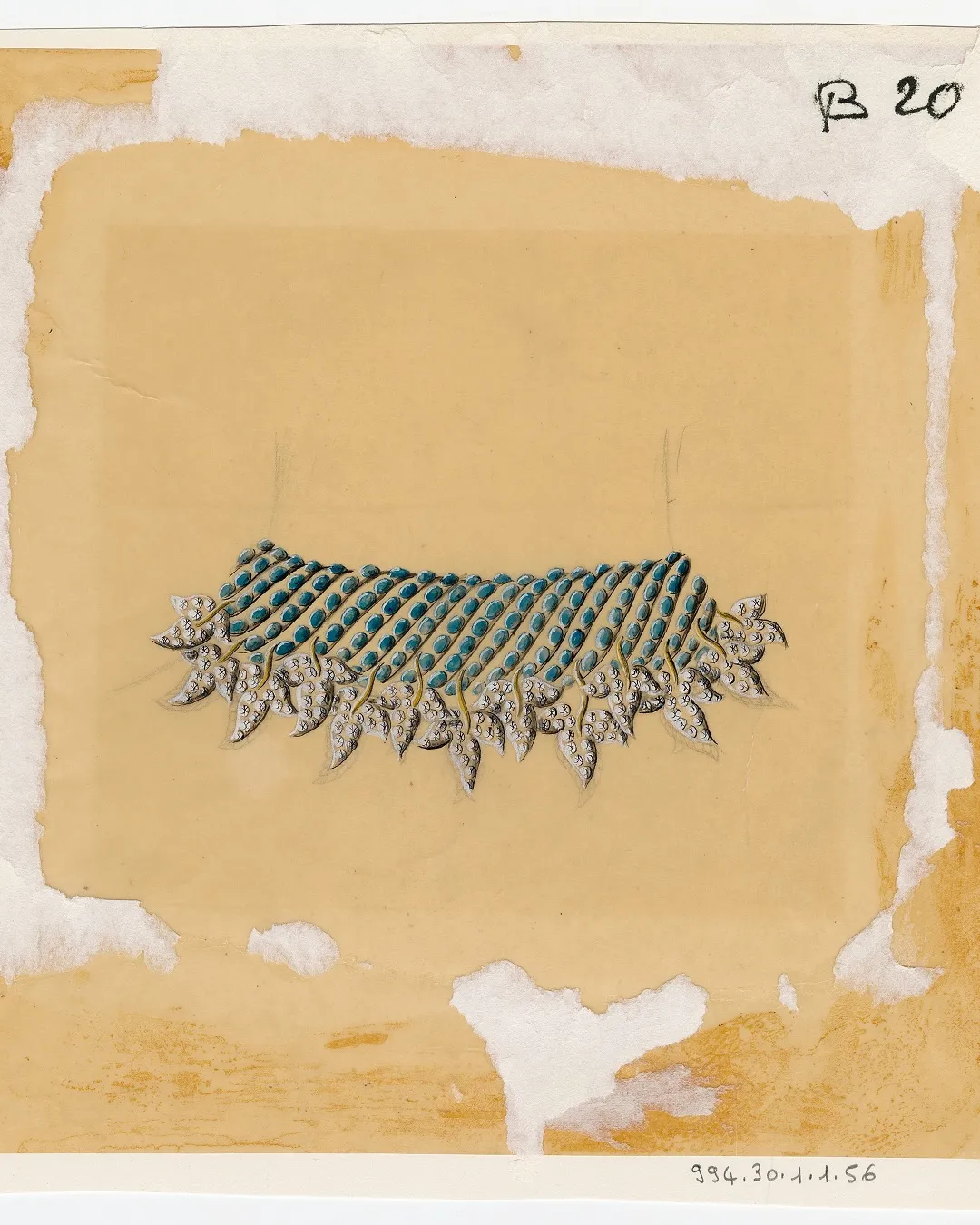 Close-up detail of a Schlumberger jewellery piece displaying intricate gemstone work and sculptural form