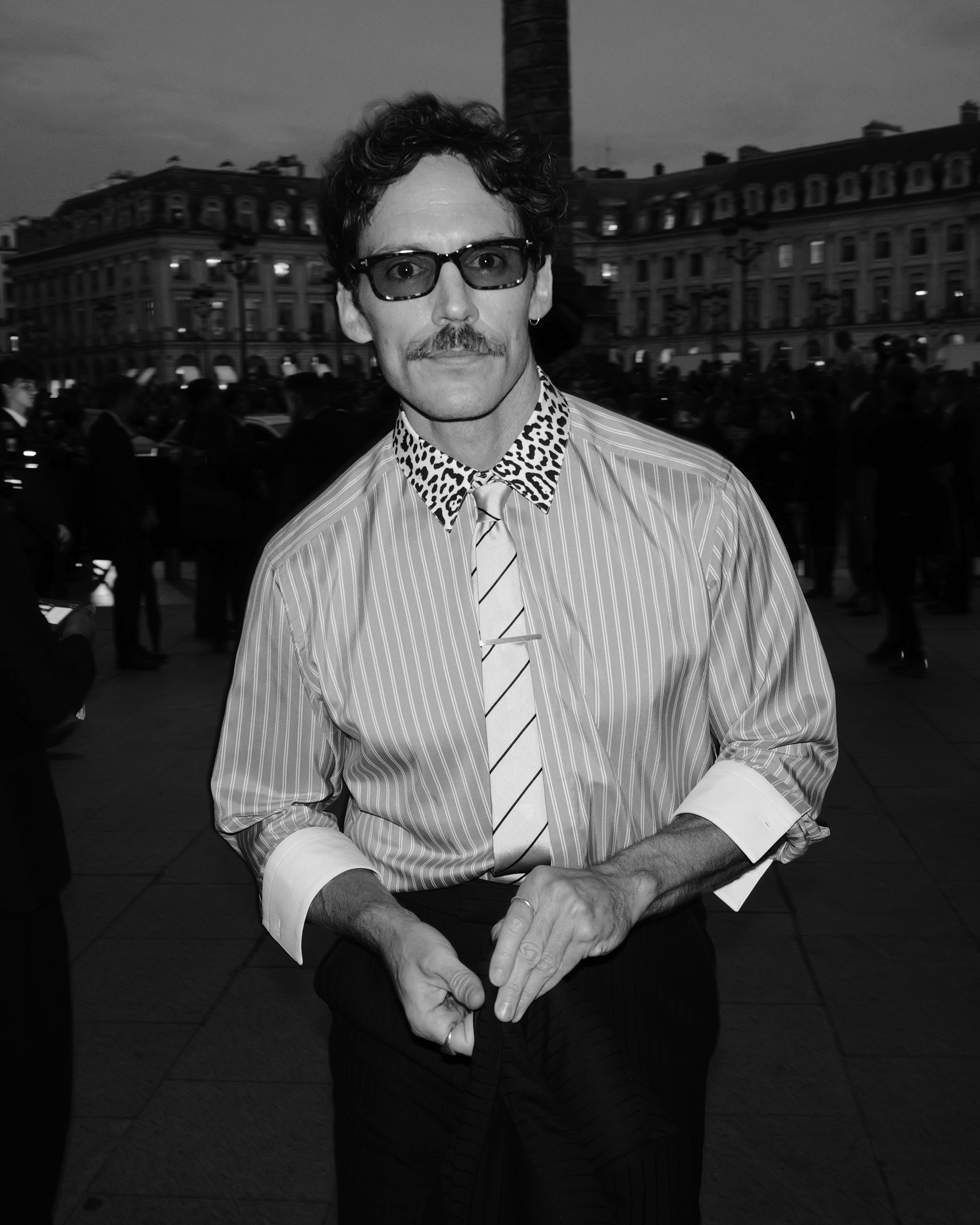 Elegantly dressed guests arrive at Tom Ford Spring Summer 2027 presentation in Paris