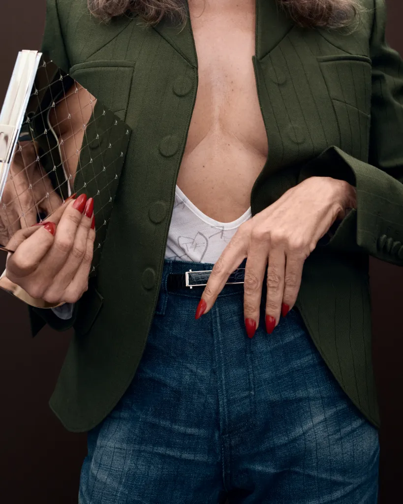 Tailored trouser suit demonstrating refined proportions and impeccable construction