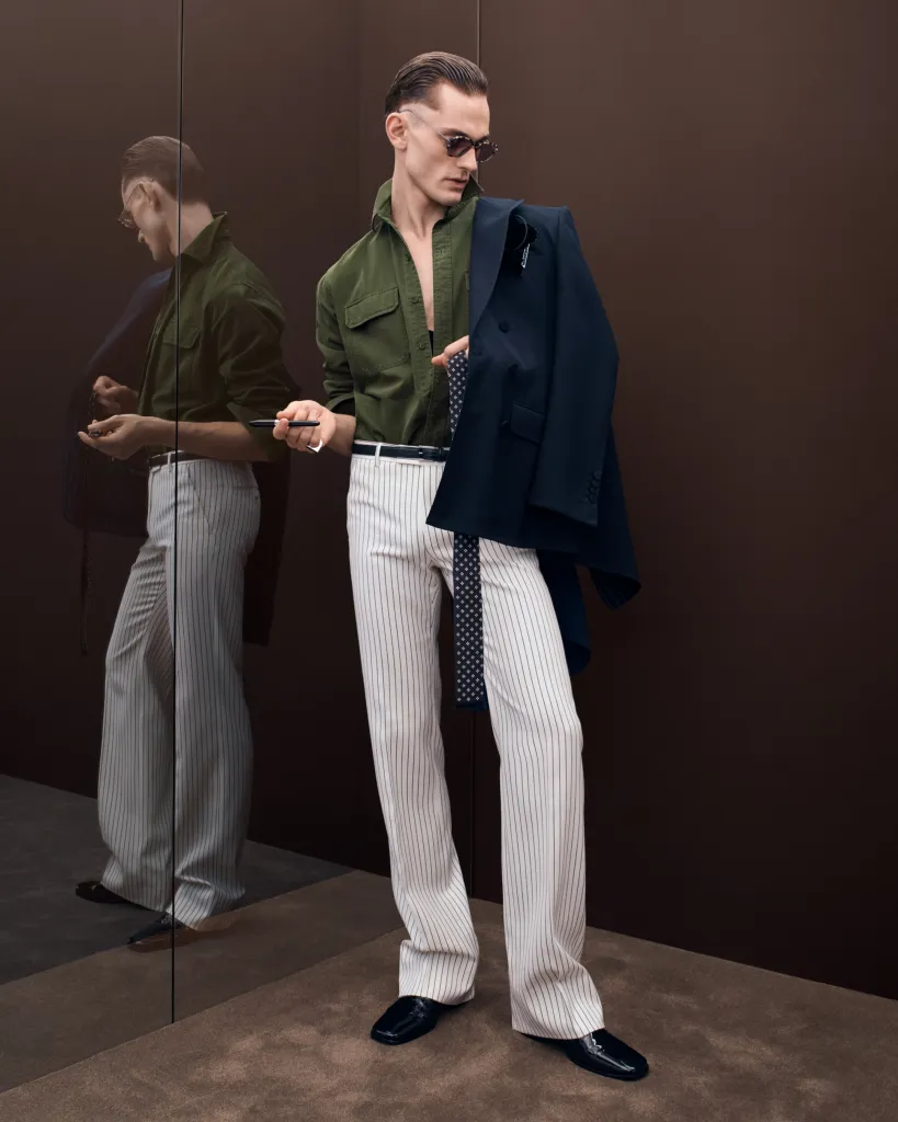 Delicate evening gown showcasing Tom Ford's sophisticated colour palette