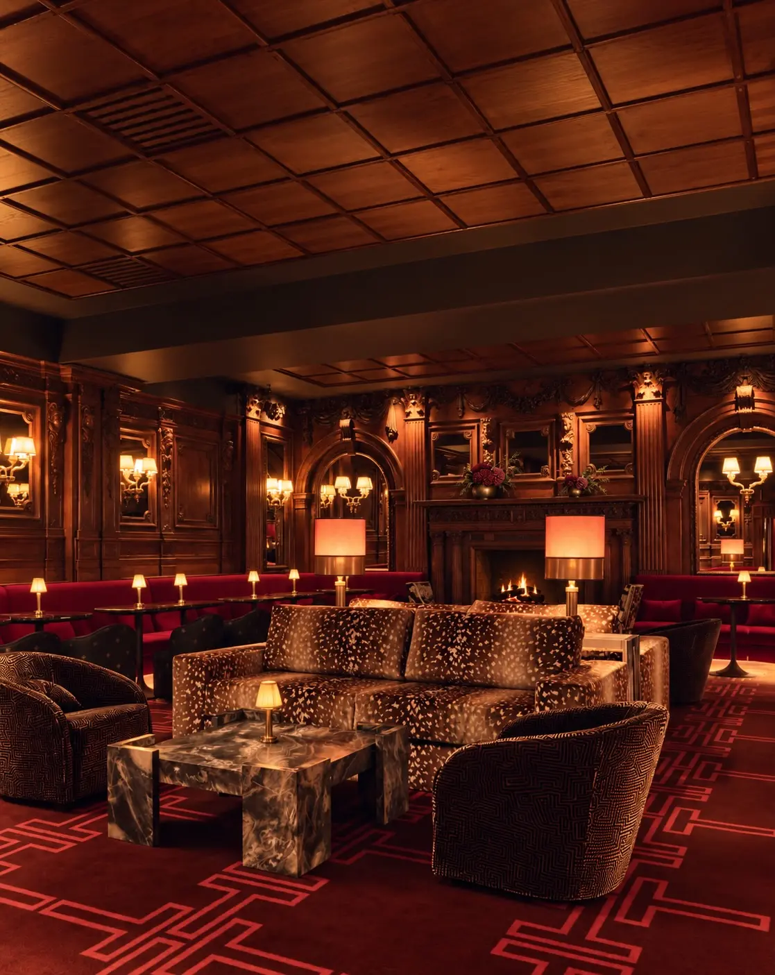 The lounge at Tramp, restored in the spirit of the seventies