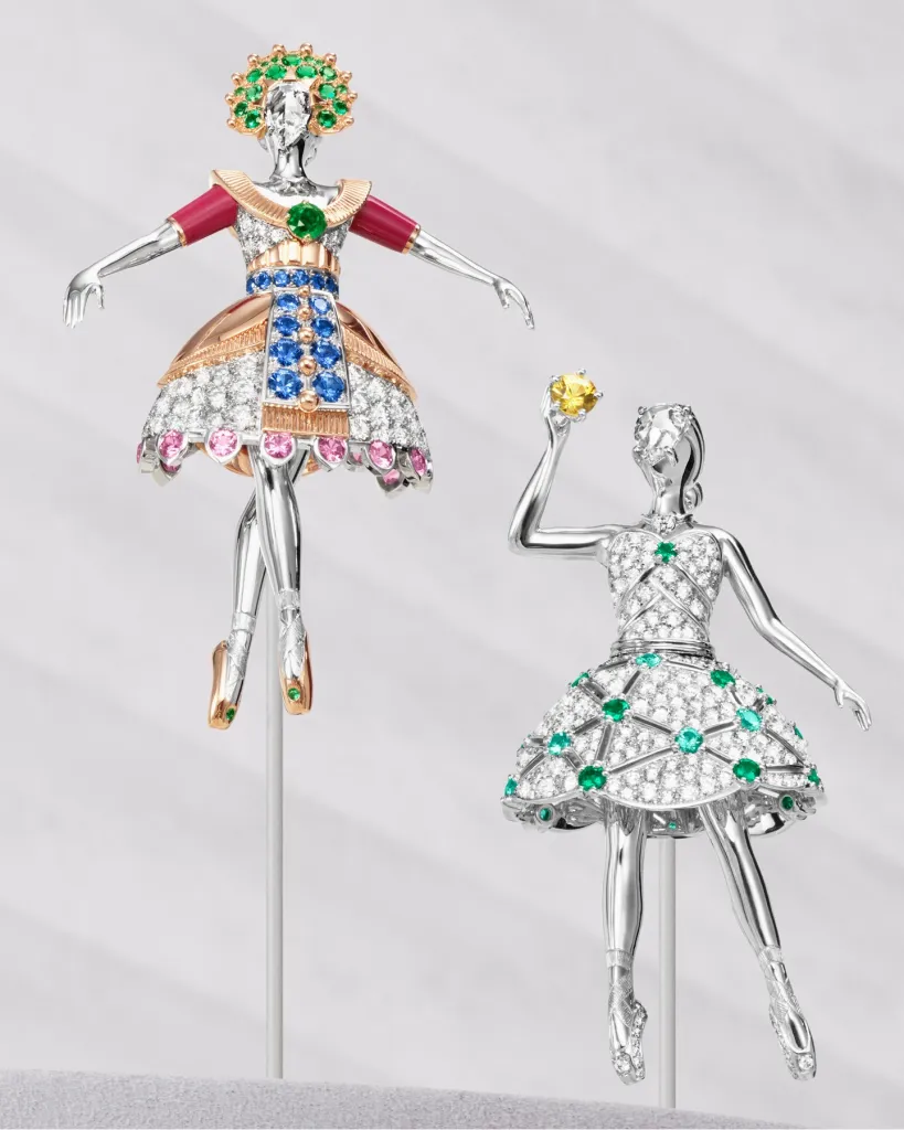 Van Cleef & Arpels precious jewellery collection with theatrical elegance and intricate gold work