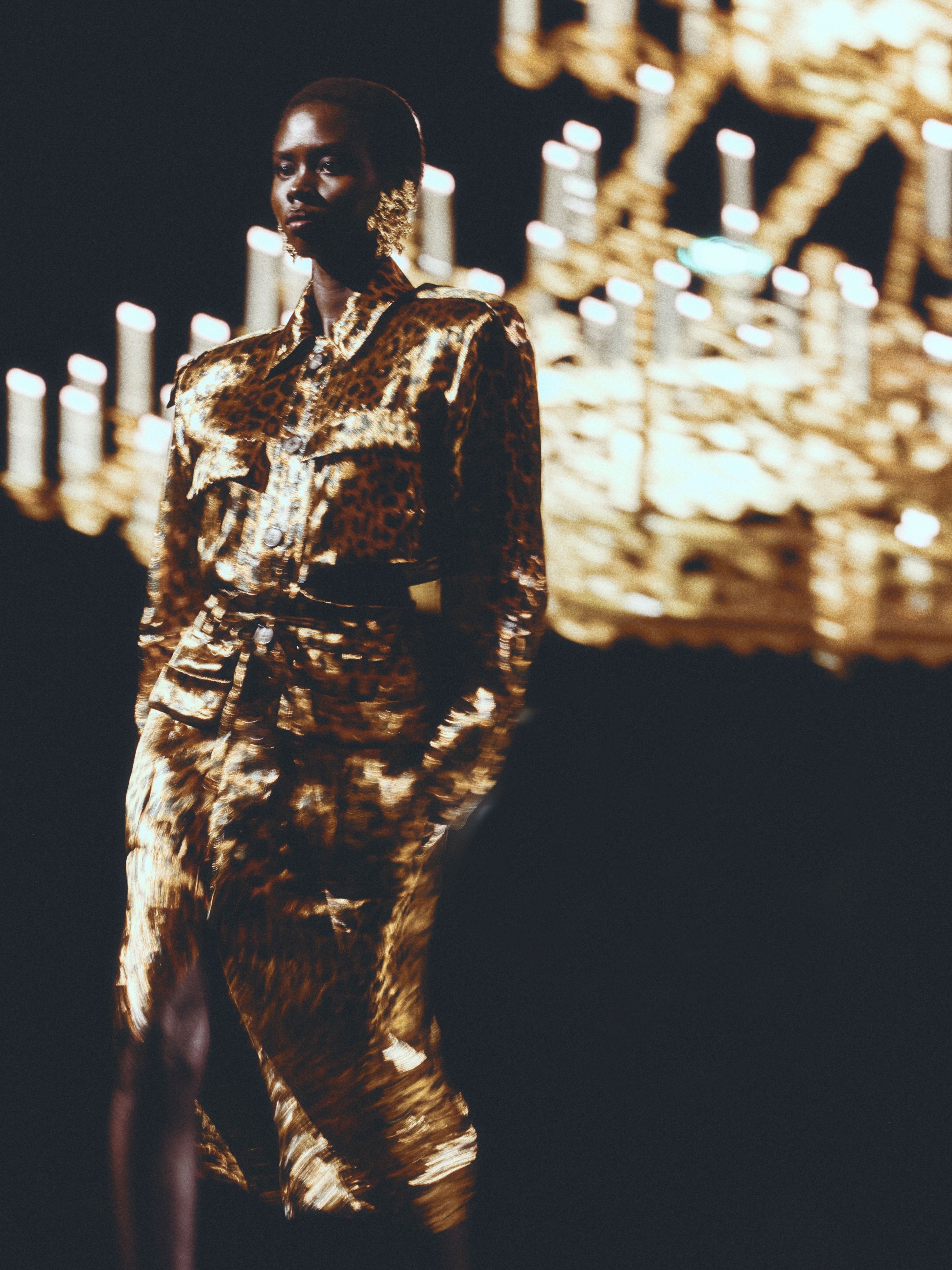 Close detail of Saint Laurent clothing construction and tailoring precision from the summer collection