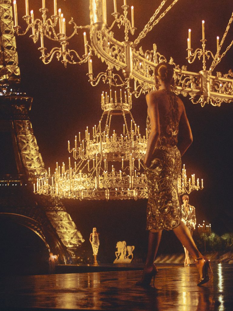 Neutral toned Saint Laurent separates displayed with characteristic restraint and elegant simplicity