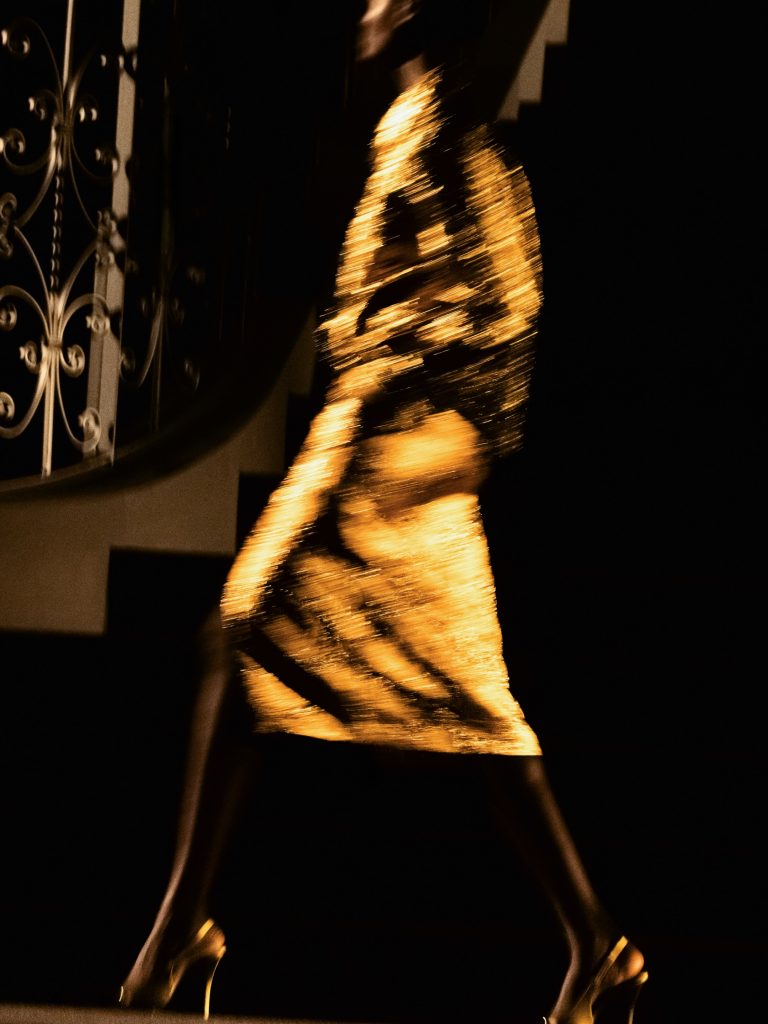 Monochromatic composition highlighting the collection's restrained colour palette