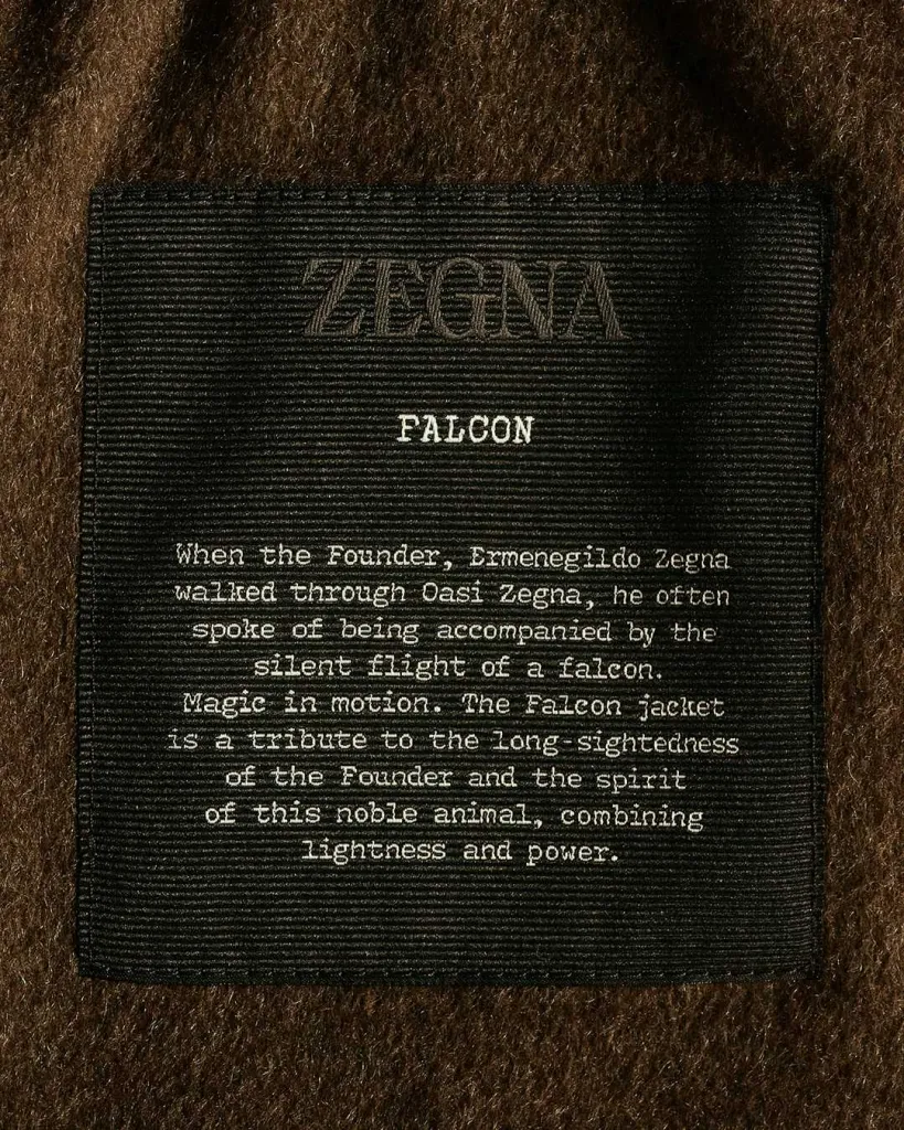 Detail of Zegna's Falcon jacket demonstrating fine fabrication and meticulous craftsmanship