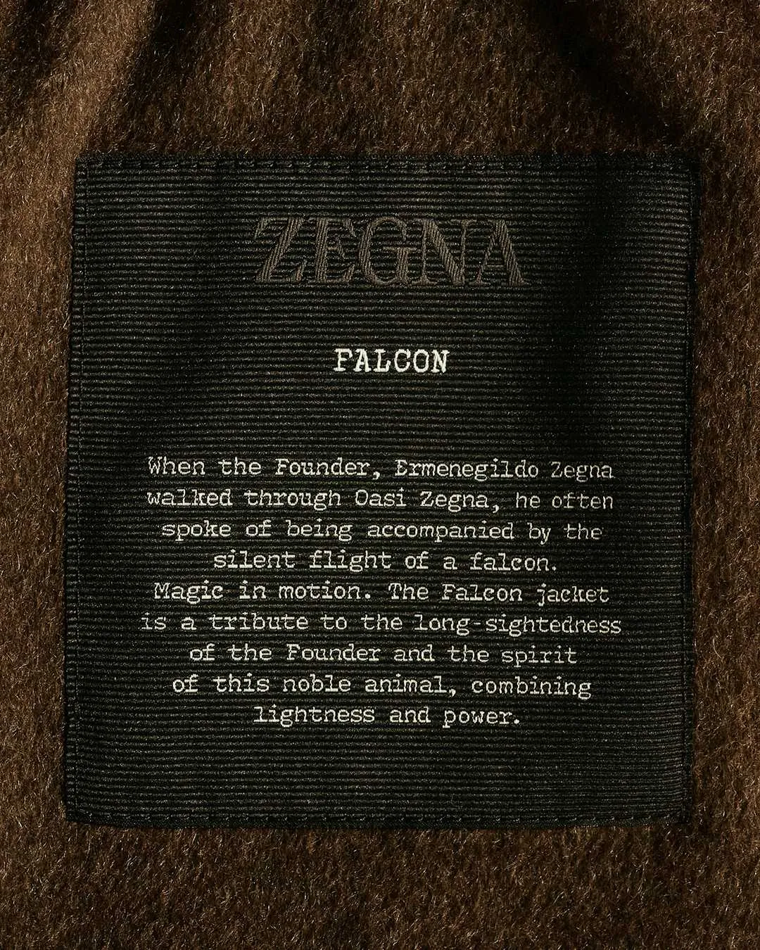 Detail of Zegna's Falcon jacket demonstrating fine fabrication and meticulous craftsmanship